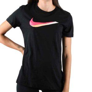 Nike The Nike Tee Basic Womens Retro black and Pink Swoosh T Shirt Size Medium